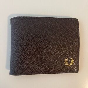 Fred Perry Dark Brown Vegan Pebbled Leather Wallet